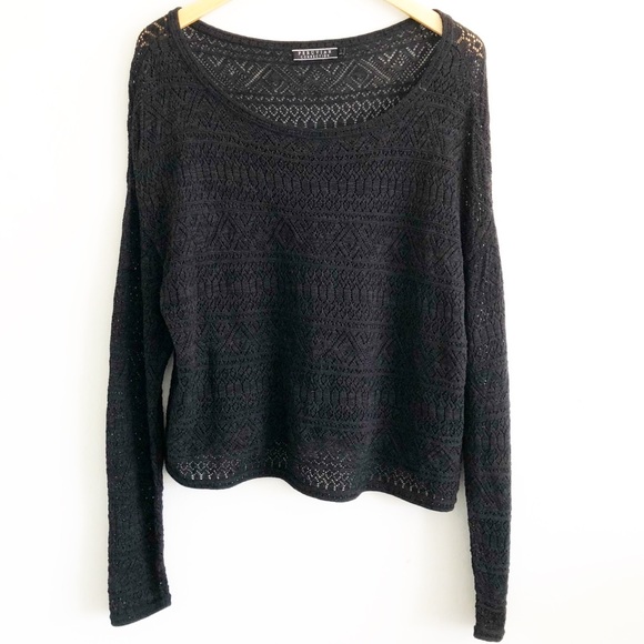 Peruvian Connection Sweaters - Peruvian Connection Black Open Knit Sweater